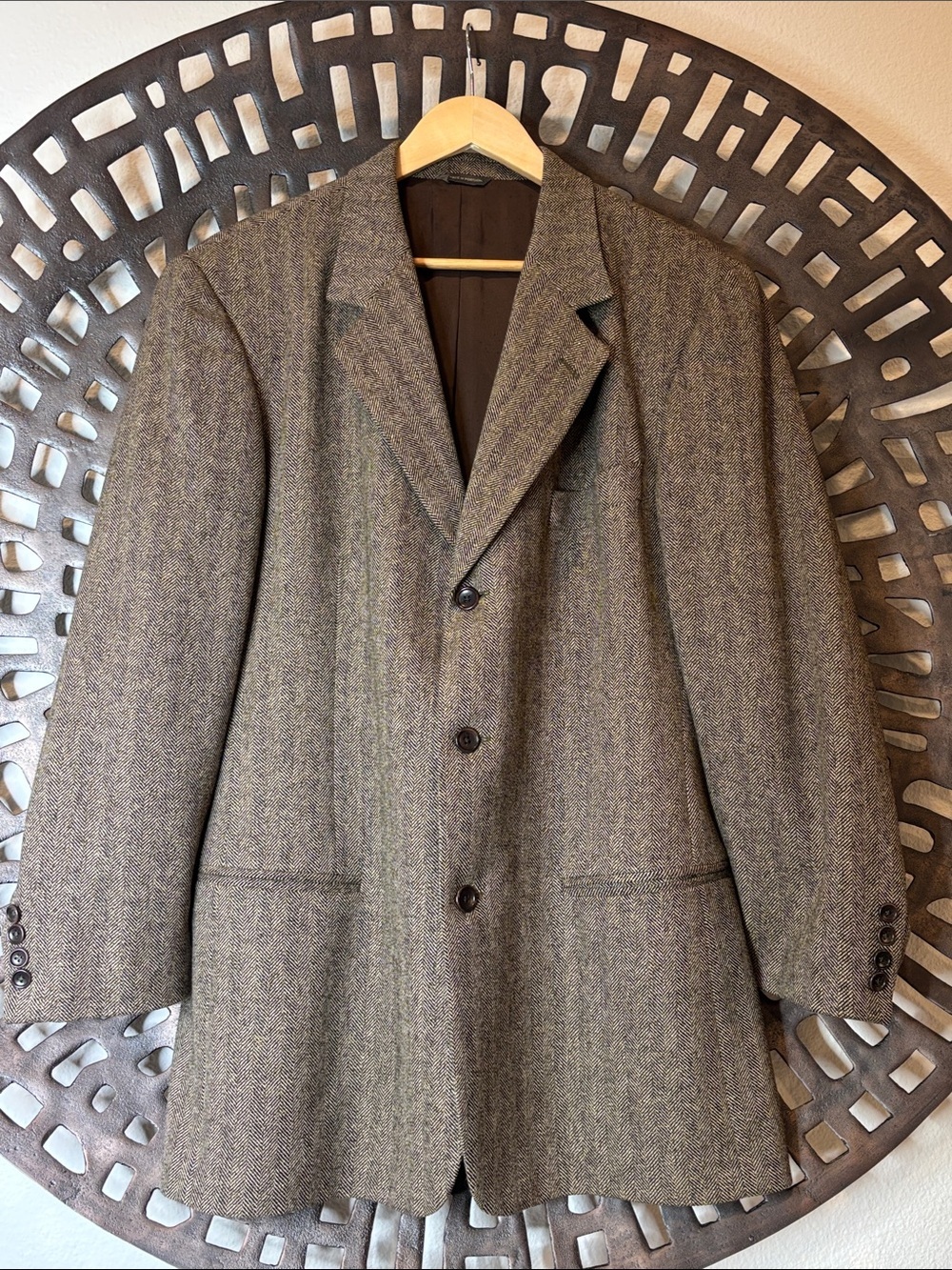 🤎 Banana Republic Men’s Tweed Blazer 44R Brown Herringbone Wool Sport Coat 🤎